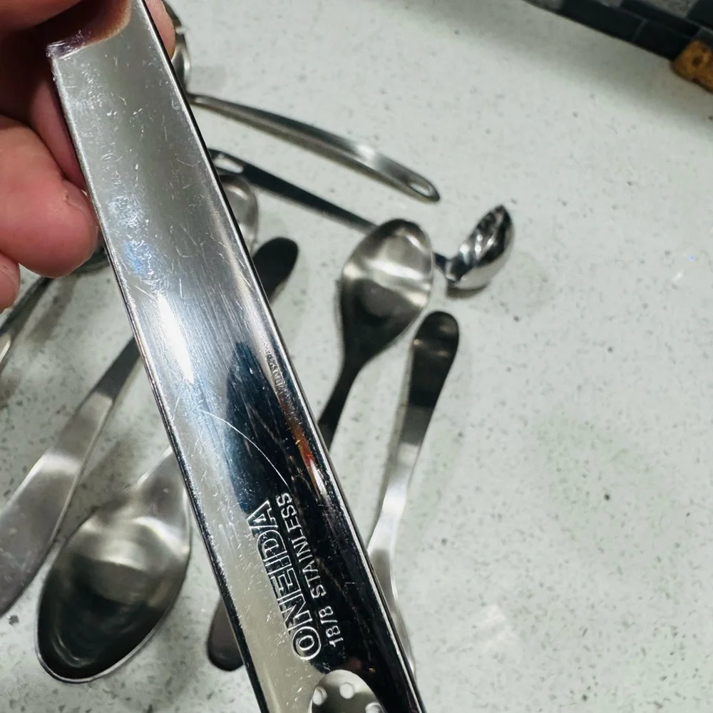 Oneida silverware mix 9 Piece Mixing serving spoons Stainless Steel
